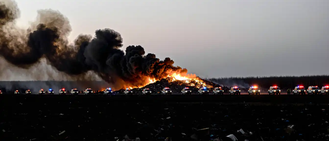 Пожар на мусорной площадке в Щелково охватил семь тысяч квадратных метров