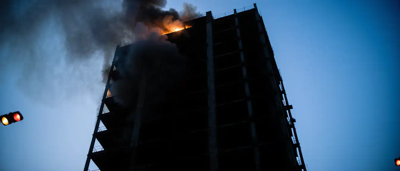 Риск блокировки людей в высотке на северо-западе Москвы из-за возгорания на объекте строительства