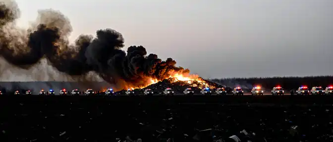 Пожар на мусорной площадке в Щелково охватил семь тысяч квадратных метров