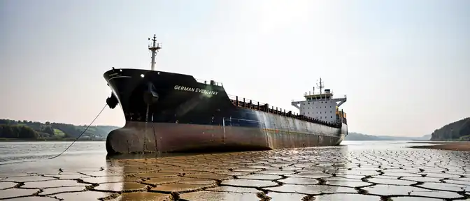 Рекордно низкое обмеление реки Рейн угрожает судоходству в Германии из-за засухи